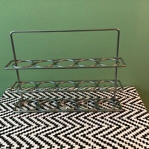 Small Silver Metal Spice Rack  Holds Five Bottles